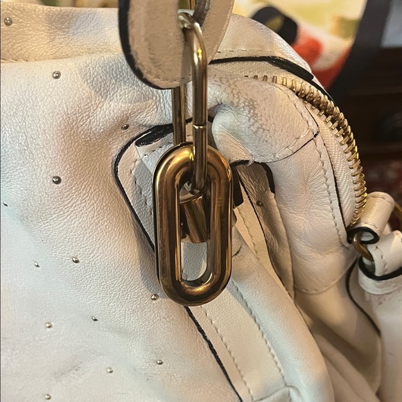 Chloe White Satchel with Gold Accents - Picture 3 of 17